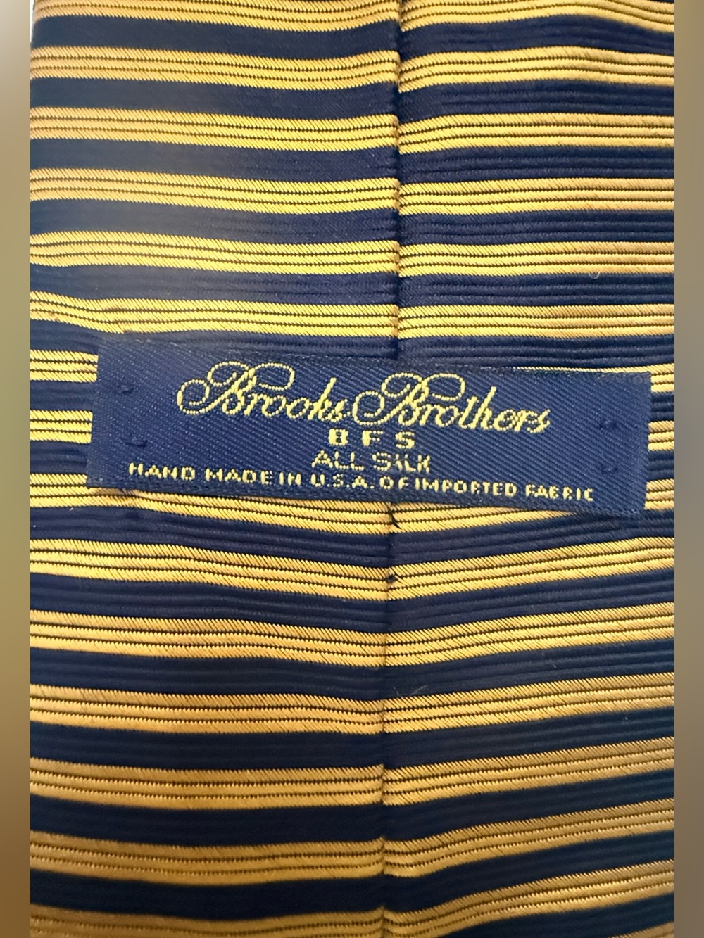 Brooks Brothers Makers Silk Tie Navy Gold Stripe Made USA